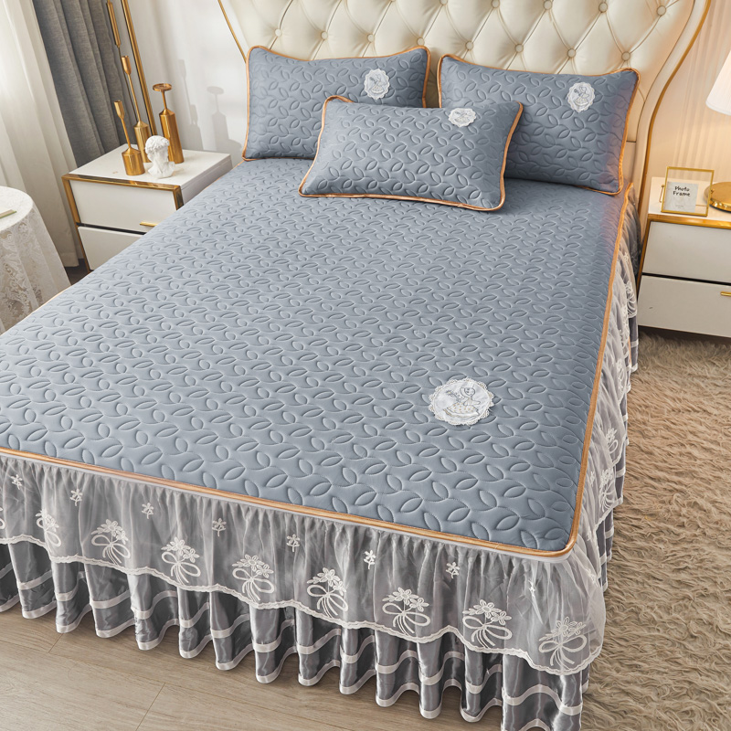 夏季乳胶凉席三件套床裙床笠式二合一可拆卸床罩空调席软席可机洗