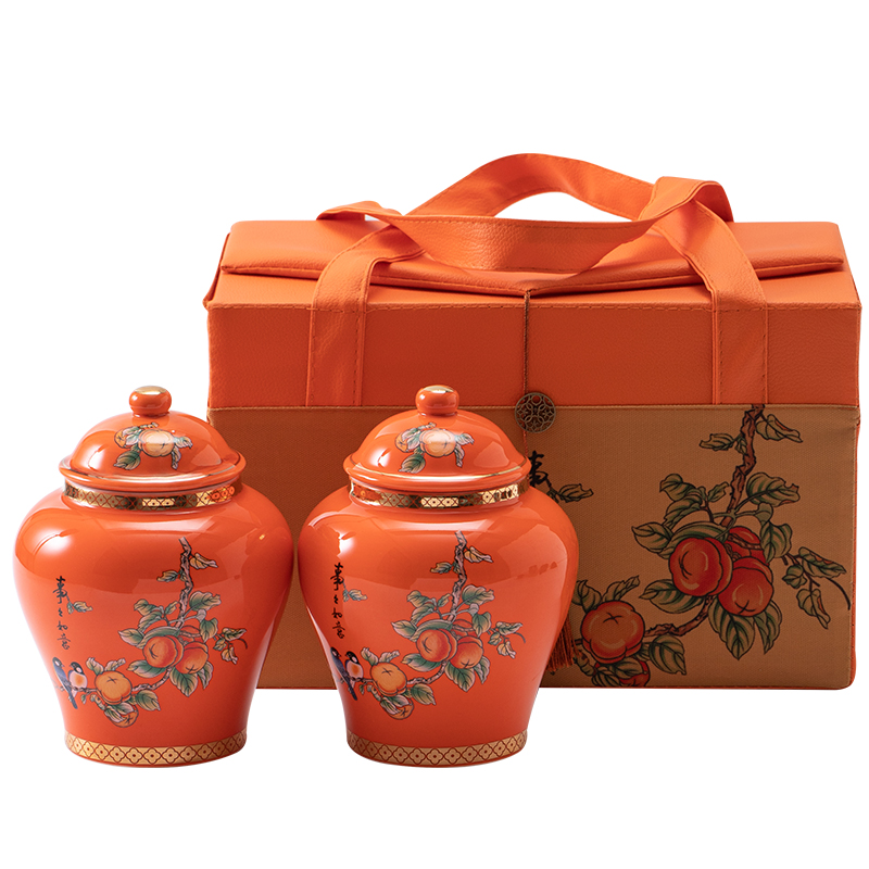 高档陶瓷茶叶罐空盒通用红茶新会陈皮普洱白茶橘红富平柿饼包装盒