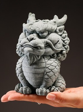 创意二哈麒麟瑞兽吉祥物茶宠茶玩摆件客厅桌面玄关装饰品国潮神兽