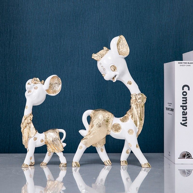 欧式创意家居母子鹿摆件祝福送礼摆设装饰品客厅酒柜玄关工艺品