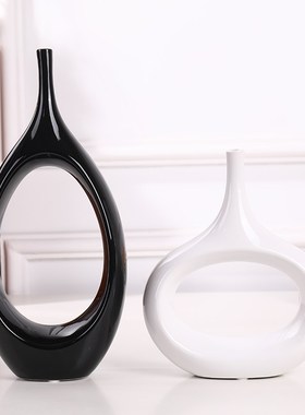 创意陶瓷家居装饰个性摆件现代工艺品客厅酒柜玄关抽象花瓶摆设