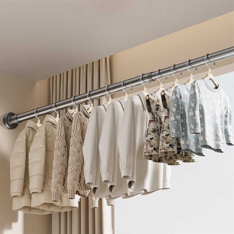 阳台挂衣杆伸缩杆免打孔衣通杆晾衣衣杆架子横杆撑杆衣橱衣架挂杆