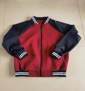 上衣外套班服定做 酒红色拼接深蓝色长袖 可定制中小学生春秋季 新款