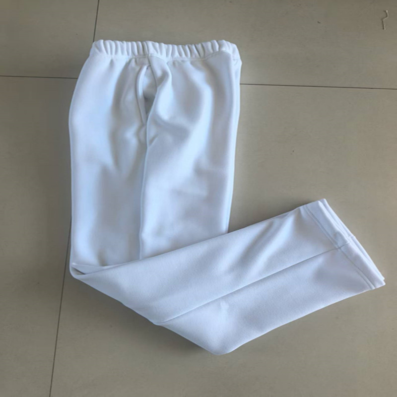 冬季新款加绒加厚白色运动裤纯色不加杠中学生宽松直筒校服长裤子