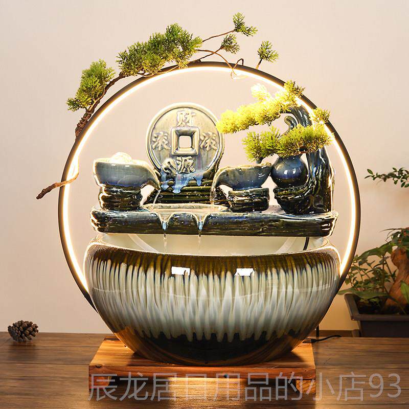 正品景镇大陶瓷用鱼缸家流水喷泉德特号养鱼盆客厅乌龟碗莲盆加湿