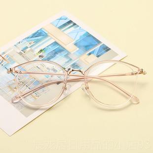 正品 超轻素颜防辐射蓝眼抗镜女透明光复大框平古光镜护眼可配近视