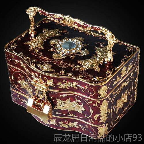 正品Wasj宝oye三欧式公指主首饰盒内置镜面带锁大号珠层饰品戒收