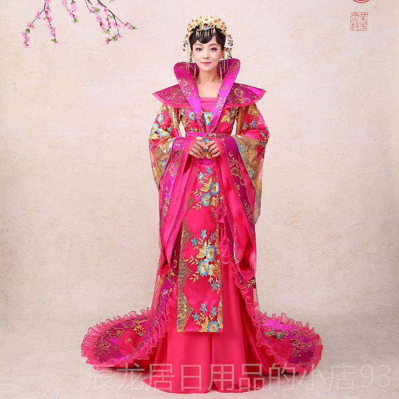 正品蓝色古装女代汉服皇后成人大码婚服妃礼出服演服古公主宫廷贵