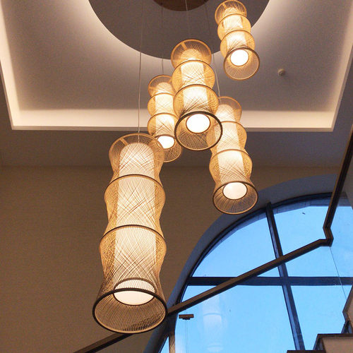 中式竹艺竹编吊灯餐厅饭店藤艺编织鸟巢创意个性阳台吊灯复古灯具