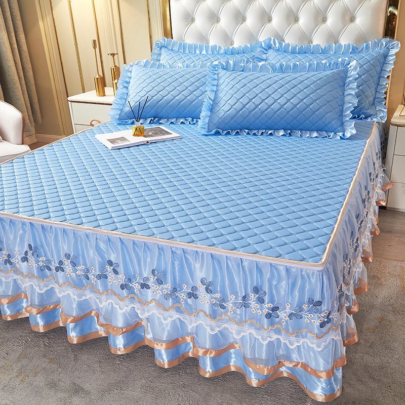 夏季空调冰丝乳胶凉席三件套可拆卸床裙款床罩软席子可水洗折叠席,床上用品,乳胶席,淘宝优惠券,粉丝福利购,淘宝优惠卷