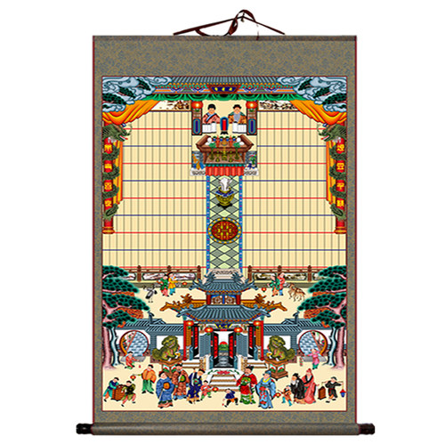 不褪色绢布的供奉老祖宗家谱挂画卷轴式家堂轴子族宗谱祠堂家普画