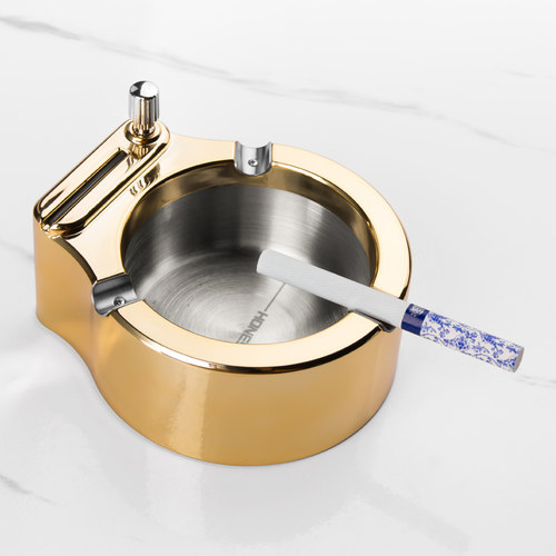 万次火柴烟灰缸 不锈钢创意打火机烟缸室内桌面点烟器办公室摆件