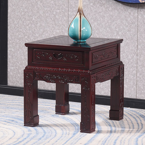 红木家具酸枝木茶几鸡翅木边几茶边柜中式实木角几仿古小茶桌花架