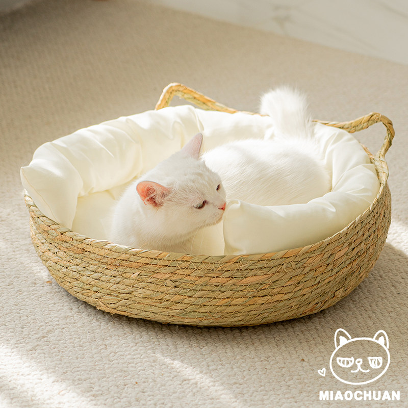 喵川铺子藤编猫窝夏天四季通用垫子猫筐不占地竹编夏季透气,宠物/宠物食品及用品,猫窝/屋/帐篷/沙发,淘宝优惠券,粉丝福利购,淘宝优惠卷