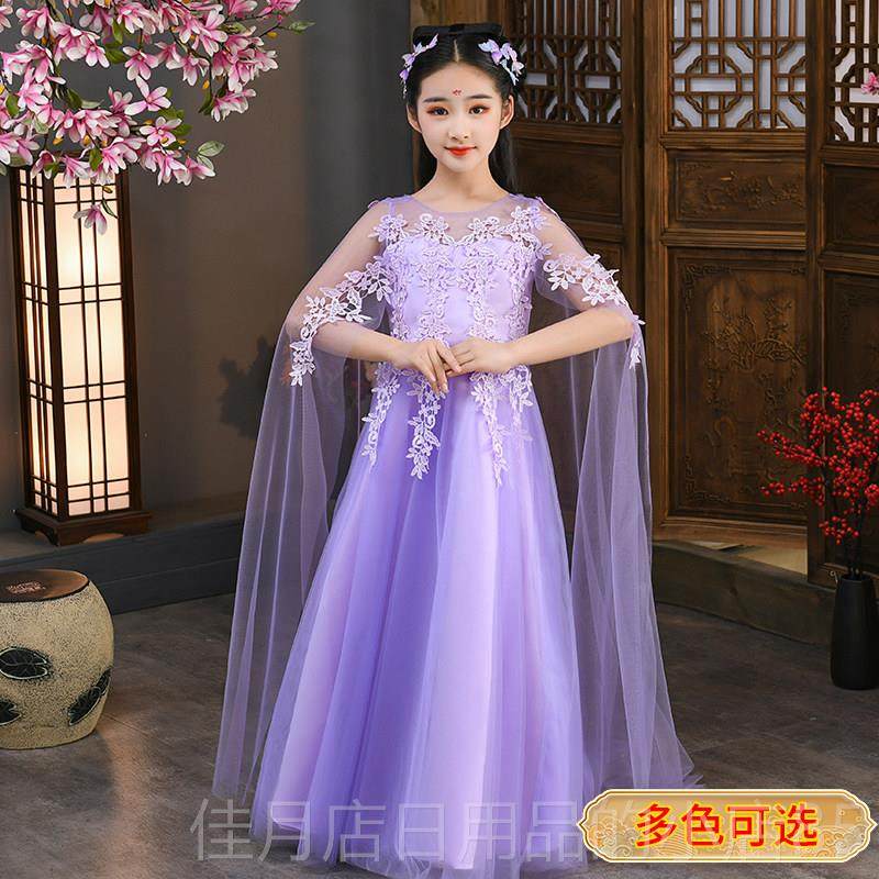 高档古筝演出服女主童主持人礼服琴朗诵比赛服奏儿童演表演服钢公