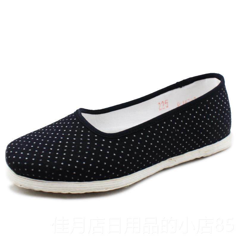 高档老北京布女妈妈鞋层子平鞋底透气舒适底布底女鞋纯手工纳千底