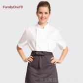 高档厨师制男服秋冬长纯白厚制服单排袖 扣涤棉厨师秋冬女短工袖 作