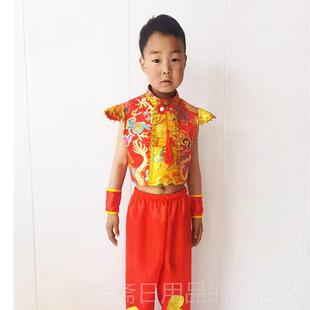 高档中国红说唱节日格儿歌童梦宝宝秧服装风幼儿女孩太平鼓民族舞