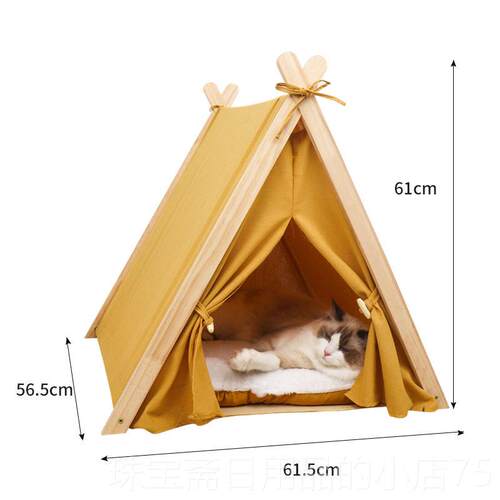 高档猫窝帐窝封式四咪季通用篷猫咪屋可拆洗狗闭窝实木猫床网红宠