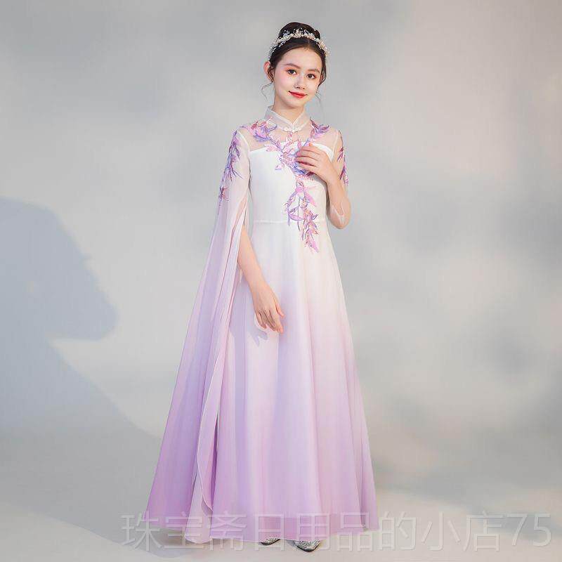 高档儿童古比筝演奏服中式女孩赛美术考试演奏二服乐器胡琵奏琶演