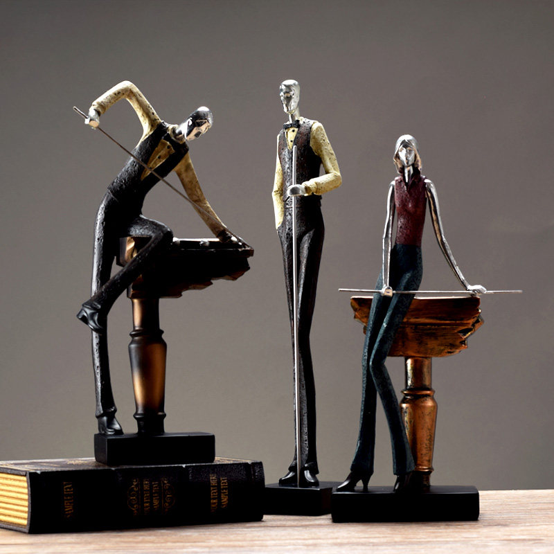 欧式复古打台球人物摆件家居书房玄关酒柜咖啡厅台球会所装饰摆设,家居饰品,装饰摆件,淘宝优惠券,粉丝福利购,淘宝优惠卷