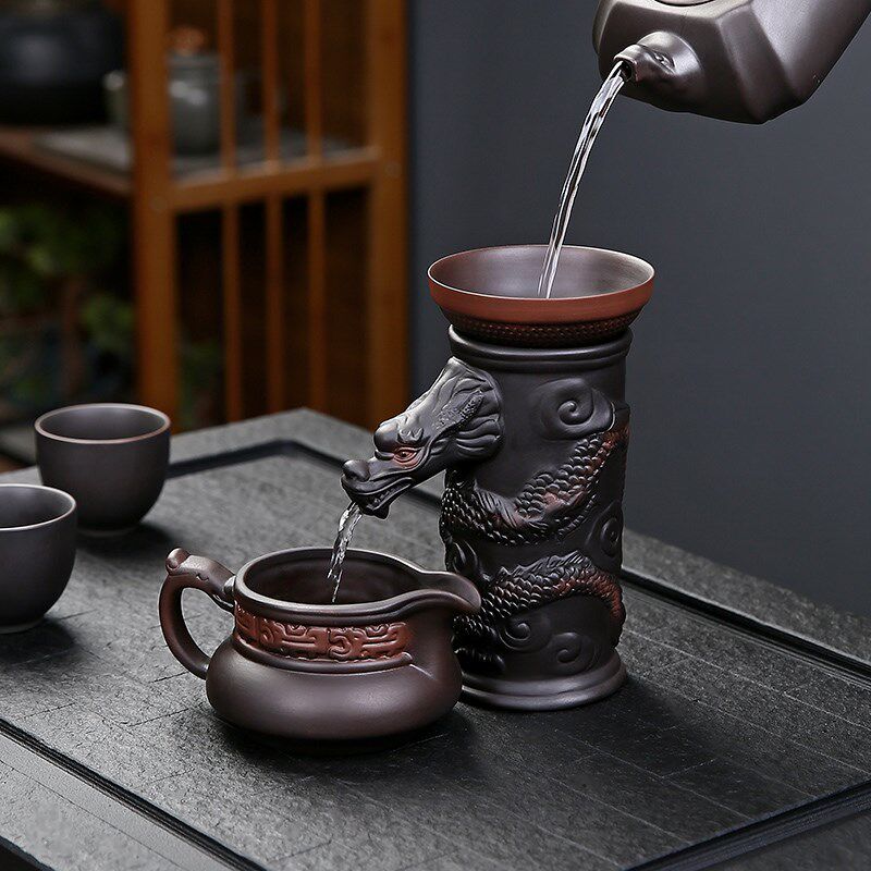 生肖龙茶漏茶滤泡茶过滤网器一体组合紫陶茶宠茶玩茶叶隔茶具配件