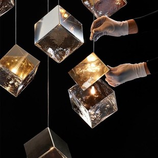 设计师loft创意冰块床头橱窗餐厅吧台吊灯楼梯吊灯挑空复式楼灯具