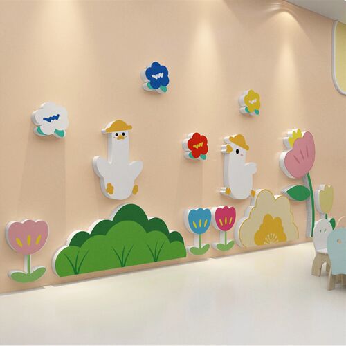 小黄鸭幼儿园环创主题文化墙面装饰半成品贴大厅背景形象环境布置