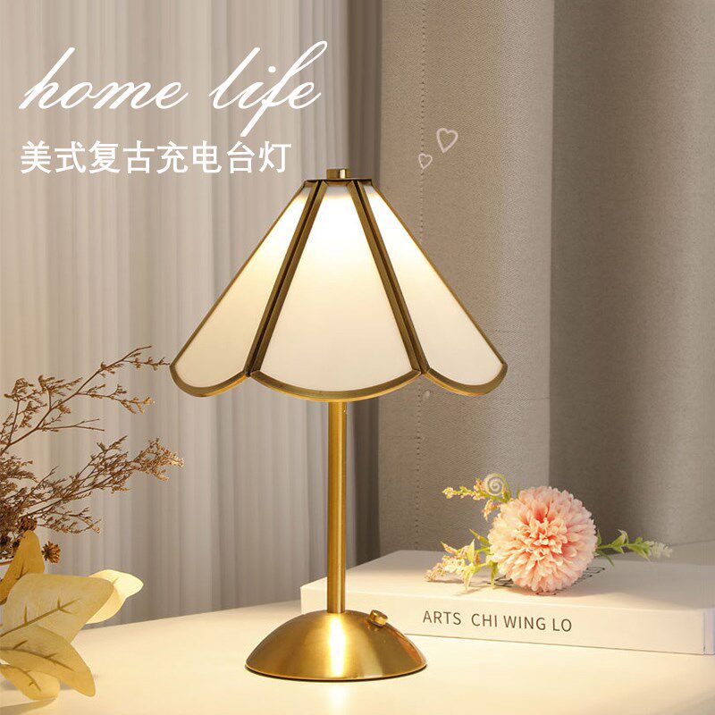 充电台灯卧室床头灯欧式高级感复古主卧灯法式创意民宿触摸小夜灯