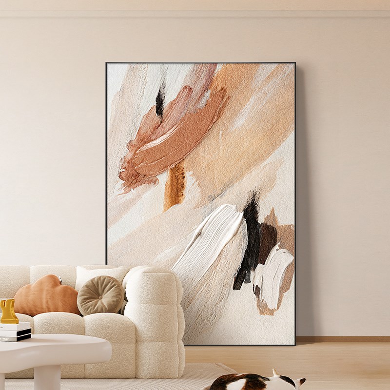 奶油侘寂风客厅装饰画抽象艺术画简约玄关挂画高级感走廊过道壁画