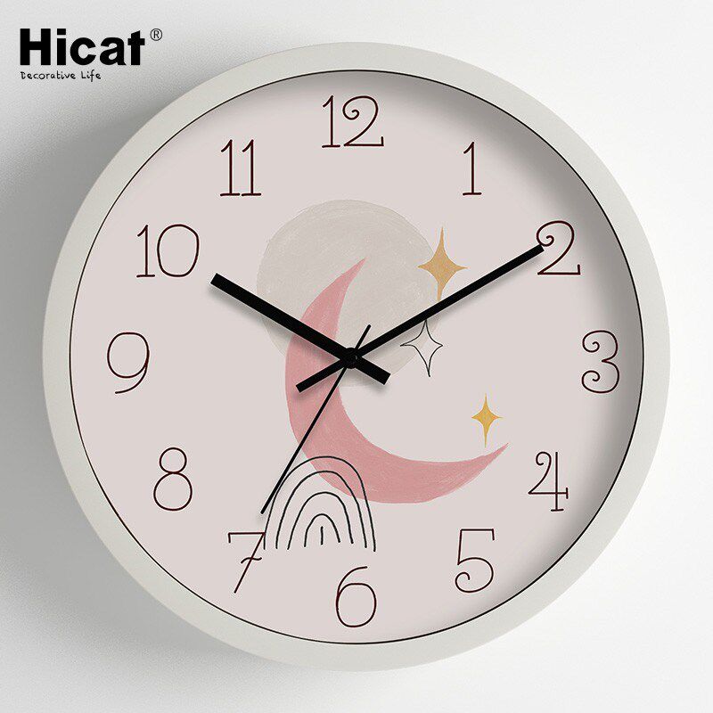 Hicat疯小猫 卡通儿童钟表挂钟客厅家用现代个性时尚装饰静音挂表