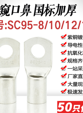 SC95-8/10/12/14窥口鼻铜线耳SC95平方压线鼻国标A加厚款接线端子