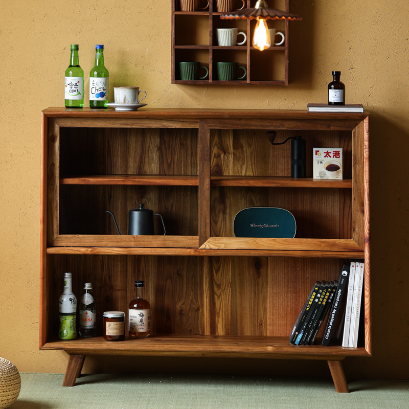 臻曦中式复古全实木玻璃柜家用储物收纳展示陈列柜餐边柜茶室边柜