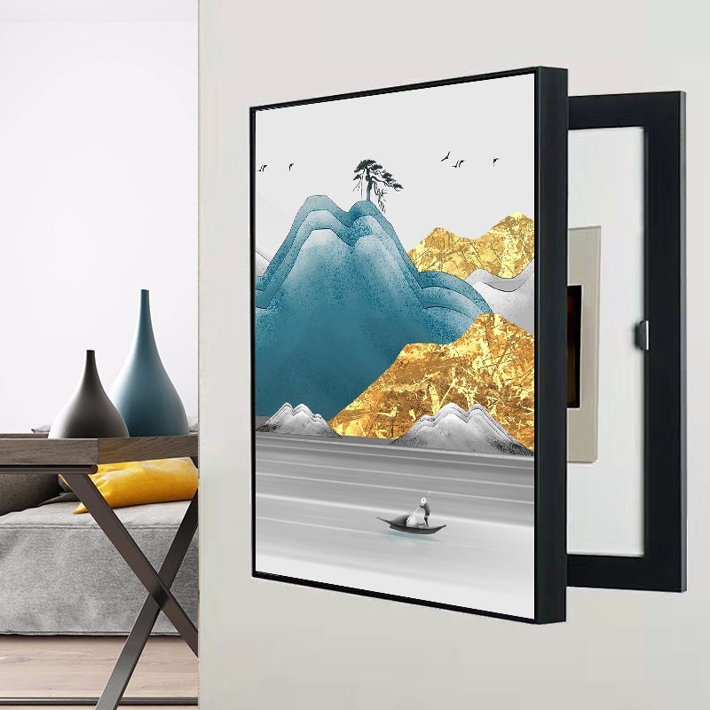 现代简约电表箱装饰画竖款免打孔遮挡配电箱电闸盒空开强弱竖版挂