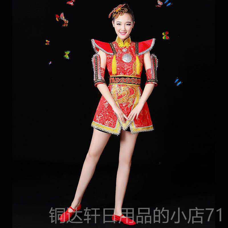 高档演新型代现鼓乐服装装民族舞蹈服女性中式腰鼓服装表服装成人