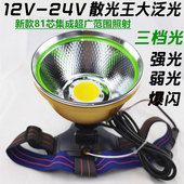 12v散光头灯超亮大泛光抓鱼黄鳝蚂蟥白光聚光强光led外接电瓶灯头