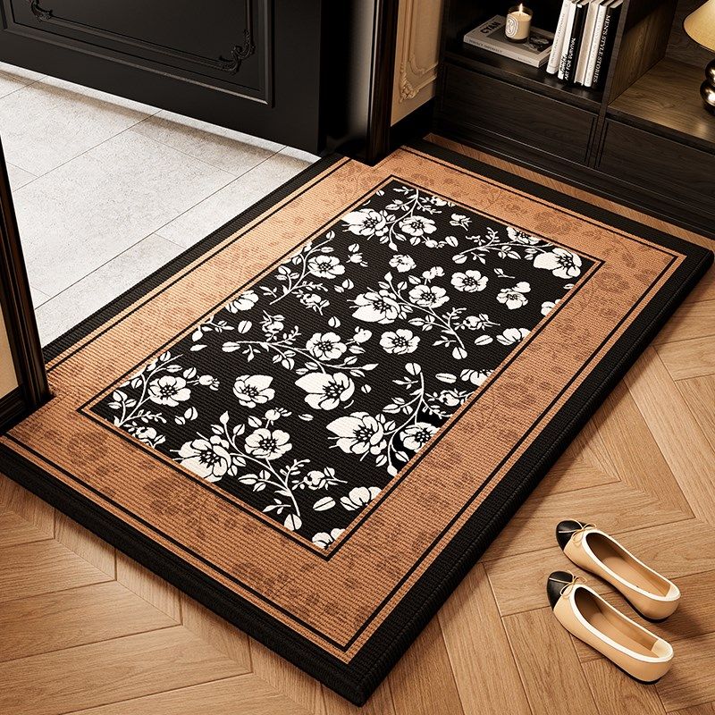 2025中古风新款入户门地垫复古圈绒防滑地毯进门耐脏玄关门口除尘