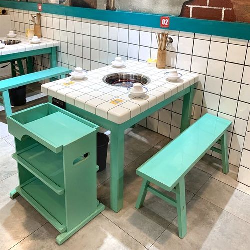 贤合庄大理石火锅餐桌椅商用有拈头市井烤肉火锅桌子电磁炉一体