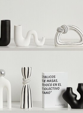 意式极简黑白高档现代抽象艺术客厅玄关酒柜装饰摆件电视柜乔迁礼