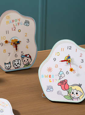 装饰桌面摆件时钟静音钟表床头柜创意可爱儿童房新款台式座钟简约