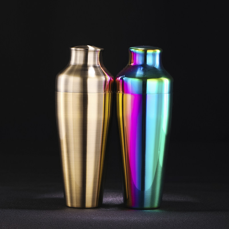 酒吧传奇 流线扣杯法式两段式摇酒壶500ml 镜光/镀金/玫瑰金摇壶