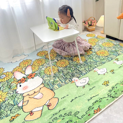卡通儿童地毯卧室床边垫子少女孩可爱房间阅读区粉色加厚客厅地垫