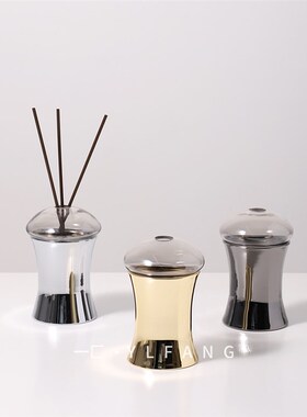 一匚现代简约金属玻璃无火香薰 样板间售楼处酒店玄关客厅摆件