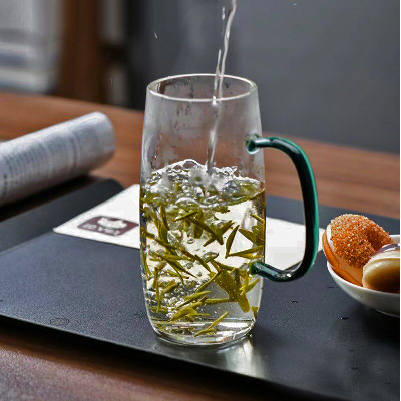 茶本堂茶杯透明耐热水杯高端杯子加厚玻璃带把家用绿茶杯高级感杯