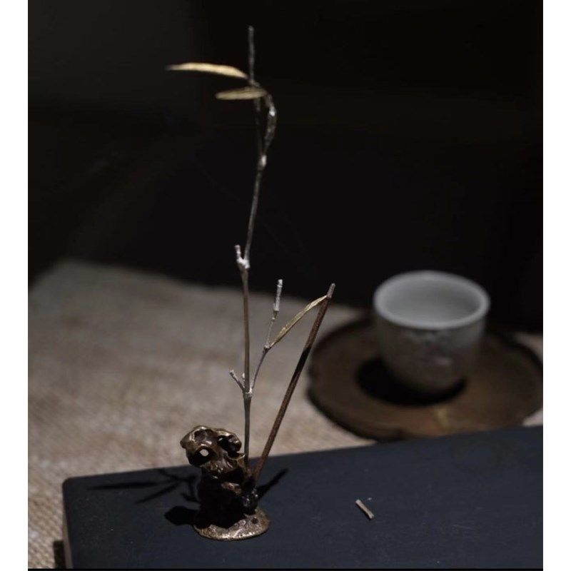 月拾伍 银竹叶香插太湖石黄铜摆件香插茶台摆件家居装饰台面饰品,家居饰品,香托/香盘/香座/香插,淘宝优惠券,粉丝福利购,淘宝优惠卷