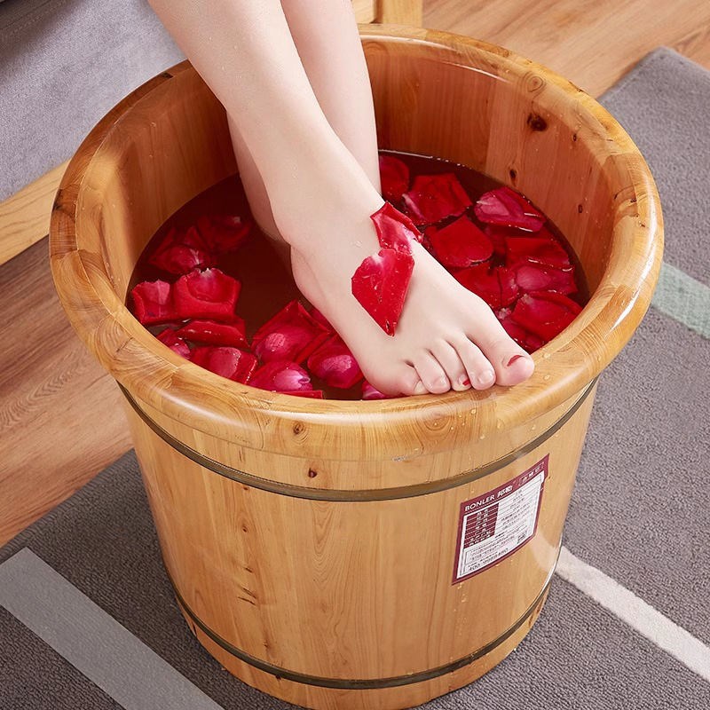 香柏木泡脚桶40cm高深桶泡脚木桶家用实木洗脚桶足浴桶泡脚盆木盆