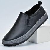 真皮男鞋 高档2023耐秋冬季 新休磨款 防滑厚底闲套脚懒人驾车头层牛