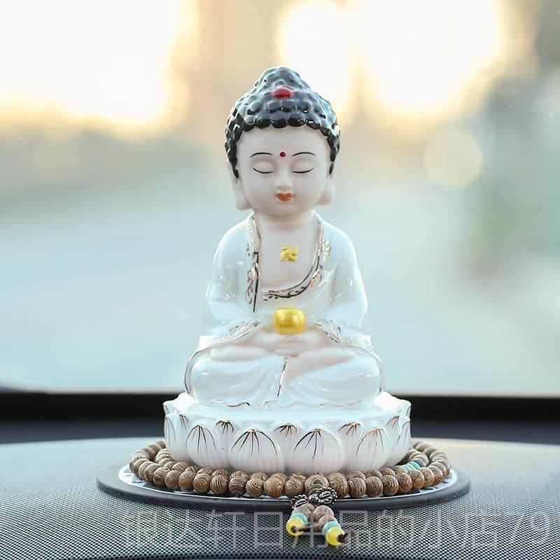 高档创意陶汽车装饰饰品，车载观音菩萨雕像，高档中台车内装瓷用