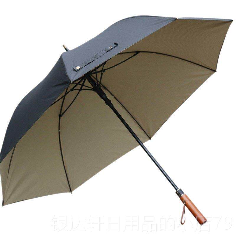 高档双伞面抗抗暴风雨木头柄高尔层夫伞双人雨伞长柄强超大自动商