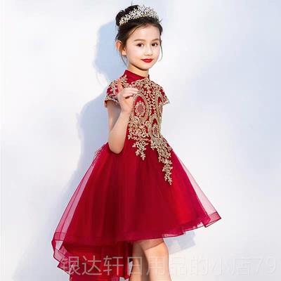 高档女红和孩子公裙短孩裙短裙宝宝花女孩色物超所值的经典表演服